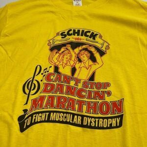 VTG Schick Yellow Single Stitch Muscular Dystrophy T-Shirt Size XL